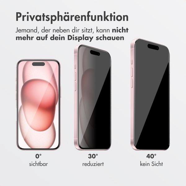 Accezz Sichtschutz-Schutzglas mit Applikator Apple iPhone 16 / 15
