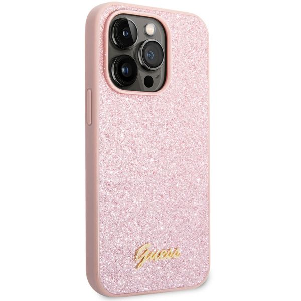 Guess Glitter Flakes Back Cover für das iPhone 14 Pro Max - Rosa