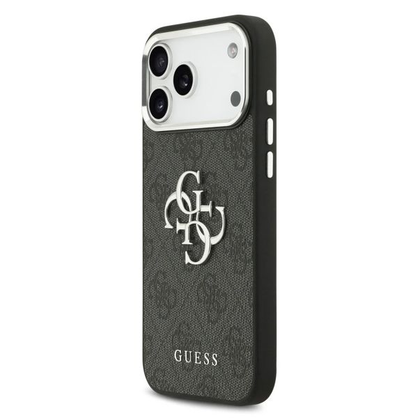 Guess 4G Metal Logo Back Cover Apple iPhone 17 Pro - Silver Edge - Black