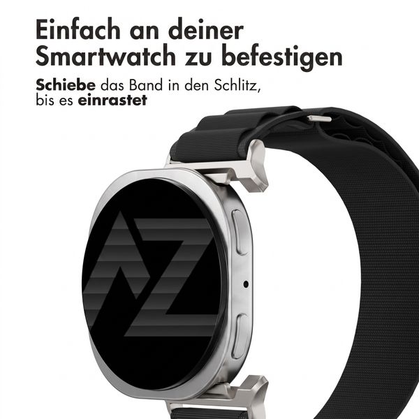 Accezz Nylon Alpine Armband für Samsung Galaxy Watch 9 (40/44mm) / Watch 8 (40/44mm) / Classic (46mm) - Schwarz