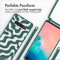 imoshion Silikonhülle design mit Band für das Samsung Galaxy S10 - Petrol Green Groovy