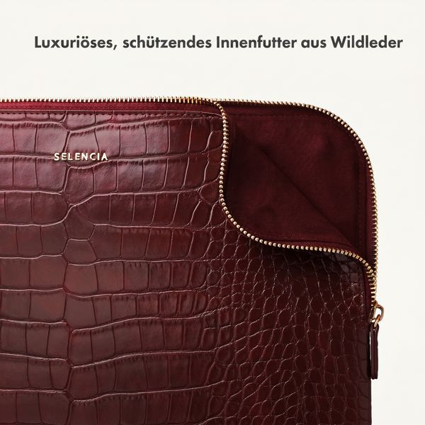 Selencia Croco Laptop Hülle 15-16 Zoll - Laptop Sleeve - Burgundy