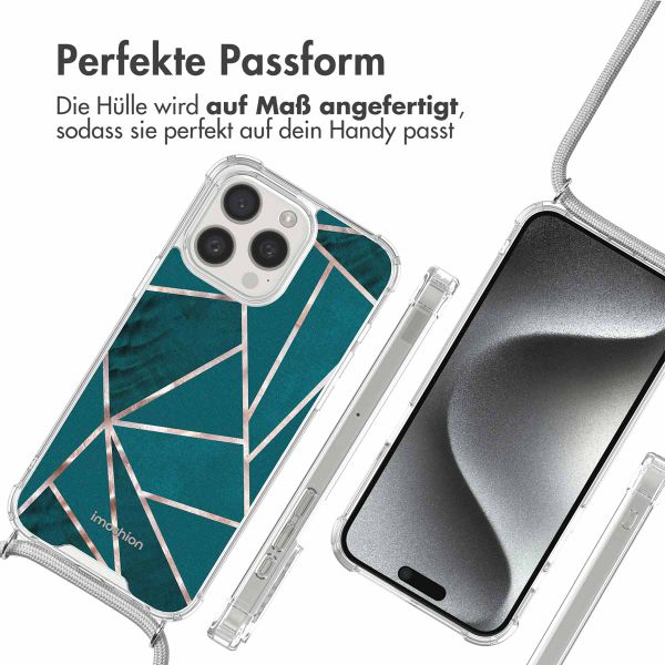 imoshion Design Hülle mit Band für das iPhone 15 Pro Max - Petrol Green Graphic