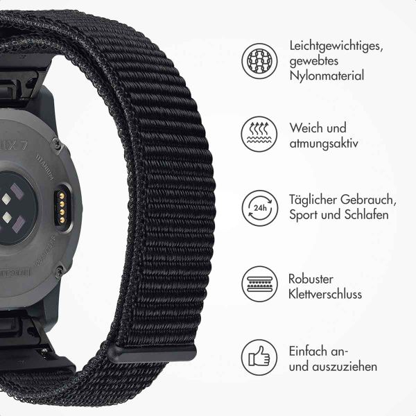 imoshion QuickFit® Nylon Armband -   Garmin 22 mm Anschluss - Größe L/XL - Schwarz