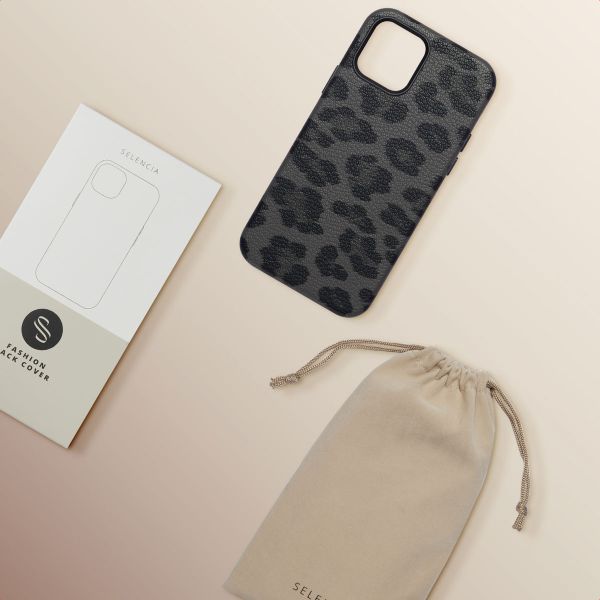 Selencia Sabi Backcover Leopardenmuster mit MagSafe Apple iPhone 12 (Pro) - Midnight Black