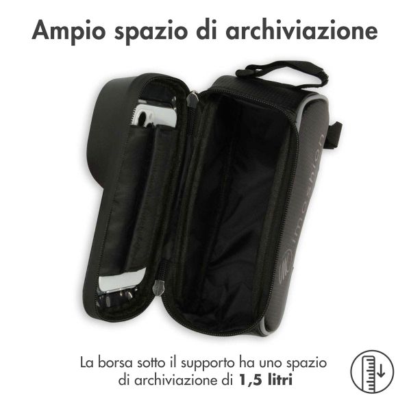 imoshion Fahrrad-Handyhalterung mit Tasche - Fahrradrahmen - Universal - Schwarz