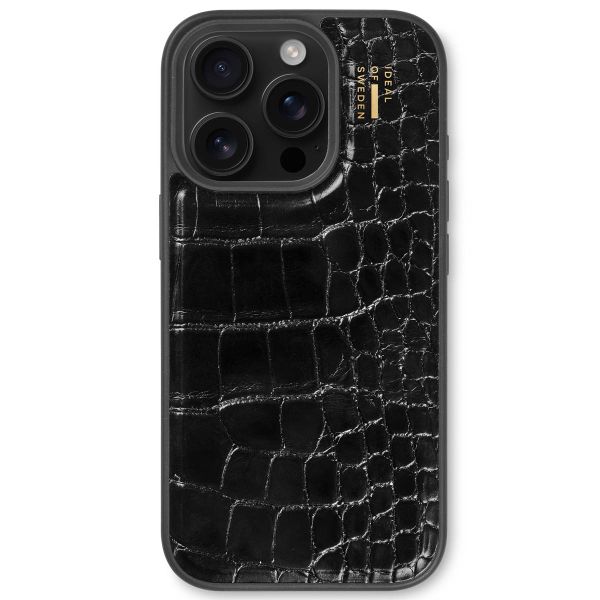 iDeal of Sweden Vegan Leather Back Cover für das iPhone 16 Pro - Black Croco