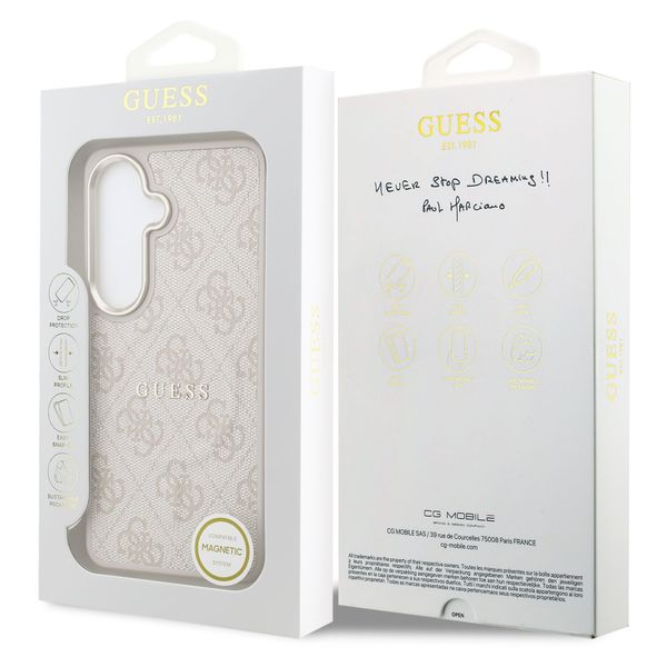 Guess 4G Leather Back Cover mit MagSafe Samsung Galaxy S26 - Gold Edge - Pink
