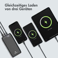 imoshion Powerbank 27.000 mAh + Accezz Ultra Slim GaN Ladegerät + Accezz USB-C- auf USB-C-Kabel - 1 Meter - Schwarz