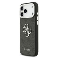 Guess 4G Metal Logo Back Cover Apple iPhone 17 Pro - Silver Edge - Black