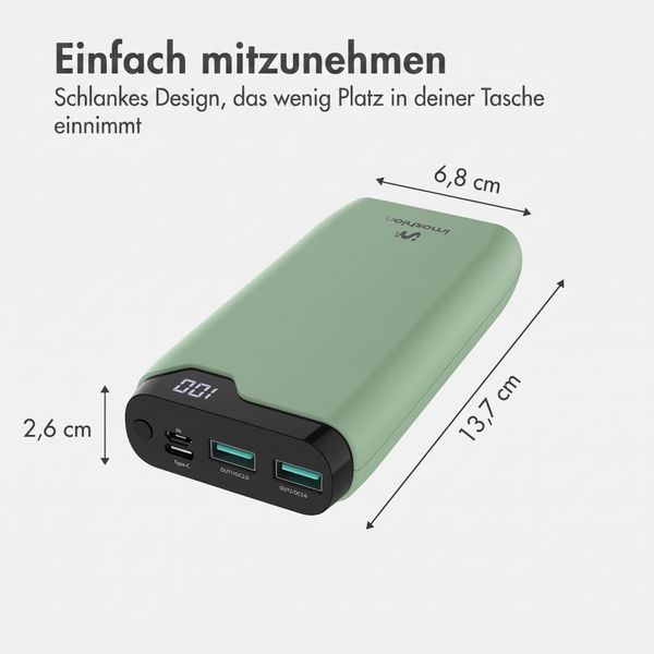 imoshion Powerbank 20.000 mAh - 22,5W Schnellladegerät - USB-C / USB-A - Grün