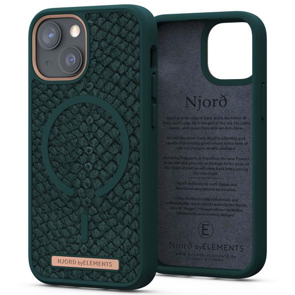 Njorð Collections Salmon Leather MagSafe Case für das iPhone 13 Mini - Dark Green