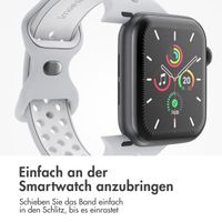 imoshion Sportarmband⁺ für die Apple Watch Series 1 bis 10 / SE / Ultra (2) (44/45/46/49 mm) - Größe S/M - Pure Platinum & White