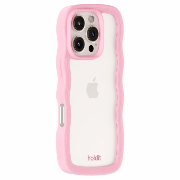 Holdit Wavy Case für das iPhone 16 Pro Max - Pink / Transparent