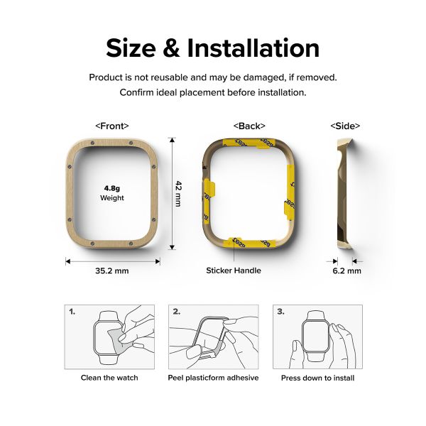 Ringke Bezel Styling für die Apple Watch Series 7 / 8 / 9 - 41 mm - Hairline Bolts Gold