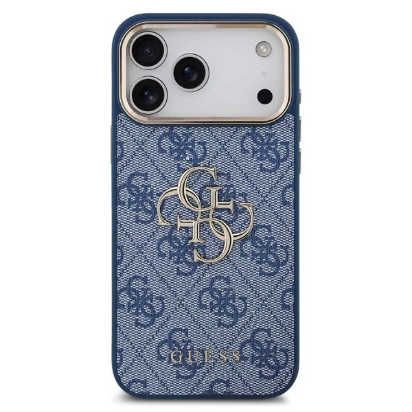 Guess 4G Metal Logo Back Cover Apple iPhone 17 Pro Max - Gold Edge - Blue