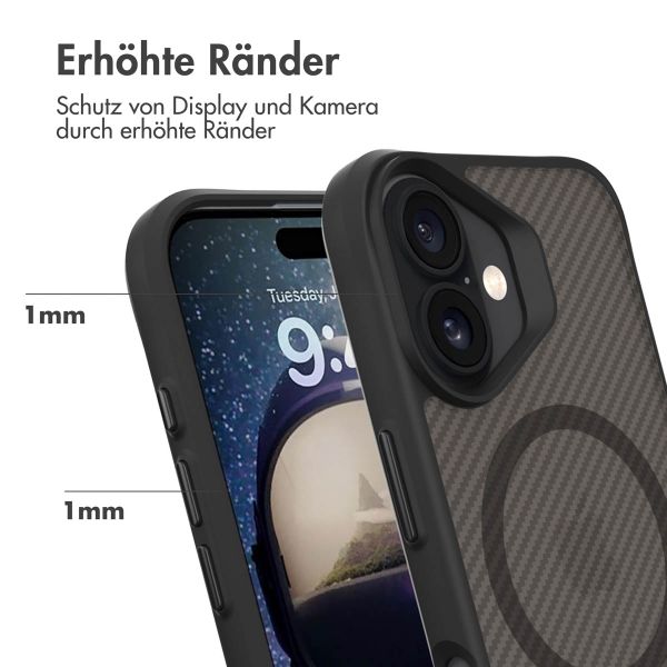 imoshion Rugged Hybrid Carbon Case mit MagSafe für das Apple iPhone 16 Plus - Schwarz