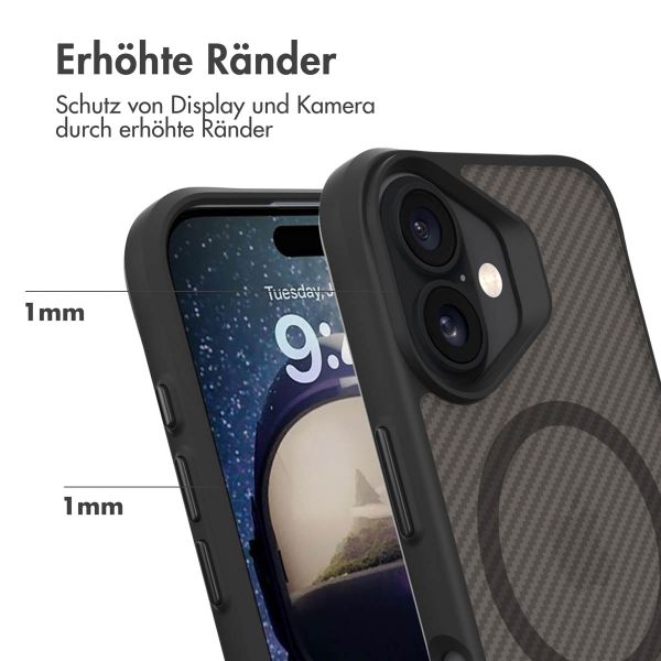 imoshion Rugged Hybrid Carbon Case mit MagSafe für das iPhone 16 Plus - Schwarz