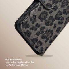 Selencia Sabi Klapphülle mit Leopardenmuster Samsung Galaxy A35 - Midnight Black