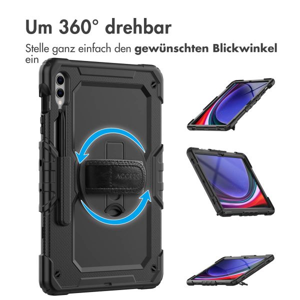 Accezz Robustes Back Cover mit Schultergurt für das Samsung Galaxy Tab S10 Plus / Tab S9 FE Plus / Tab S9 Plus 12.4 Zoll - Schwarz