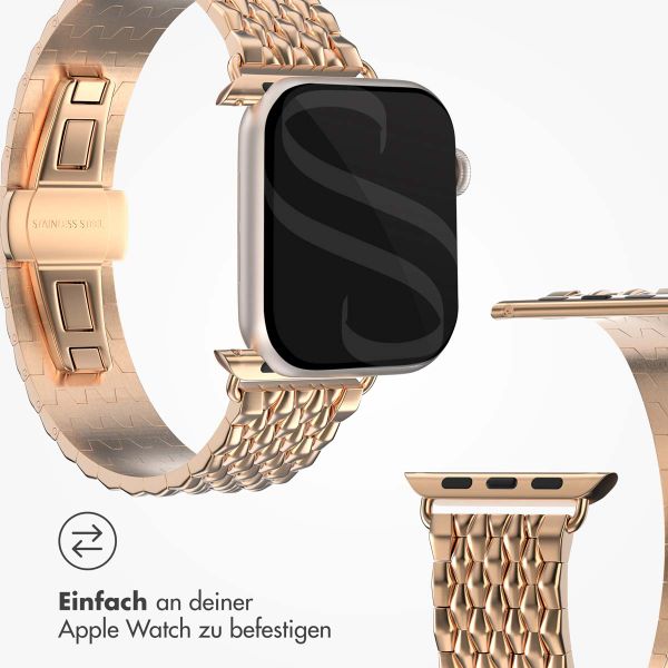 Selencia Drachenarmband aus Stahl für die Apple Watch Series 1 bis 10 / SE / Ultra (2) (44/45/46/49 mm) - Roségold