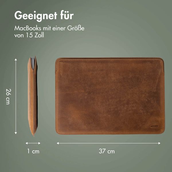 Accezz Leather Laptop Hülle Apple MacBook 15 Zoll - Laptop Sleeve - Cognac