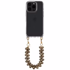 Transparentes Backcover mit abnehmbaren Haken für das Apple iPhone 16 Pro Max + Lova Handgelenkband - Tortoise Leopard