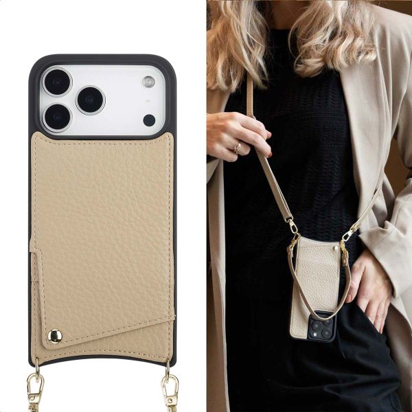 Selencia Nova HandyHülle mit Kordel und Kartenhalter Apple iPhone 17 Pro Max - Beige