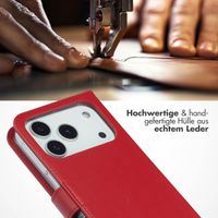 Selencia Echtleder Klapphülle Apple iPhone 17 Pro - Rood
