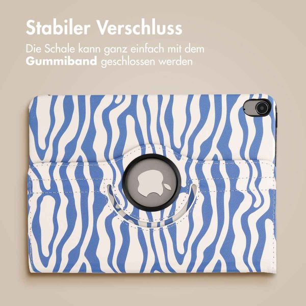 imoshion 360° drehbare Design Klapphülle Apple iPad Air 5 (2022) / Air 4 (2020) - White Blue Stripes