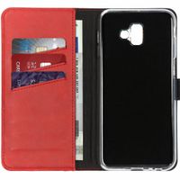 Selencia Echtleder Klapphülle Rot für das Samsung Galaxy J6 Plus