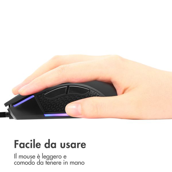 imoshion Gaming-Maus mit RGB-Beleuchtung - Kabelgebundene Gaming-Maus mit USB-A-Anschluss - Schwarz