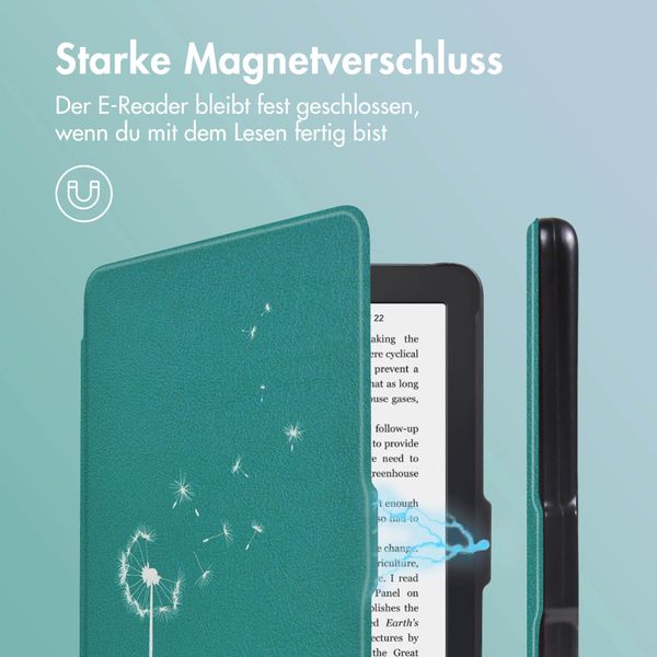 imoshion Design Slim Hard Case Klapphülle Kobo Clara 2E / Tolino Shine 4 - Green Dandelion