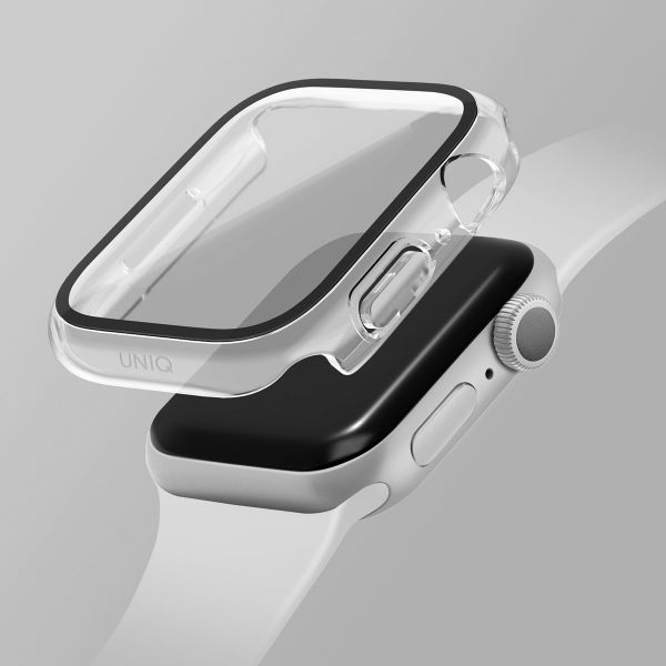 Uniq Nautic Apple Watch Hülle mit Wasserdichtem Gehärtetem Glas-Displayschutz für die Apple Watch 7-9 / SE - 41 mm - Dove (Clear)