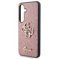 Guess 4G Metal Logo Back Cover mit Glitter Samsung Galaxy S25 Plus - Rosa