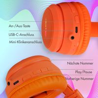 imoshion Kabellose Kinderkopfhörer LED Light Cat Ear - Dezibelbegrenzer - Mit AUX-Kabel - Orange