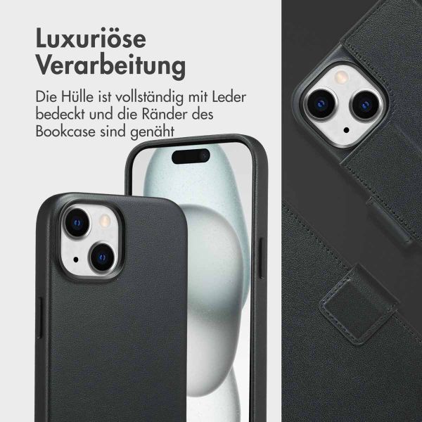 Accezz 2-in-1 Klapphülle aus Leder mit MagSafe für das iPhone 15 - Onyx Black