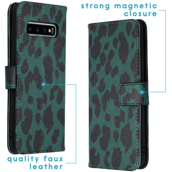imoshion Design TPU Klapphülle Samsung Galaxy S10 - Green Leopard