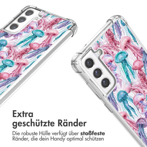 imoshion Design Hülle mit Band Samsung Galaxy S21 FE - Jellyfish Watercolor