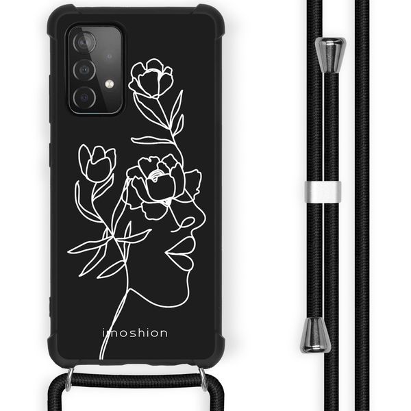 imoshion Design Hülle mit Band Samsung Galaxy A52(s) (5G/4G) - Woman Flower Black