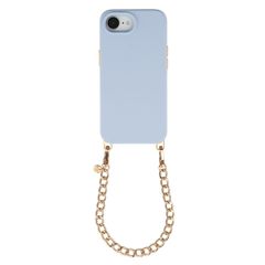 Selencia Rivièra MagSafe Backcover mit abnehmbaren Haken für das Apple iPhone 17e / 16e - Powder Blue + Bold Chain Handykette - Gold