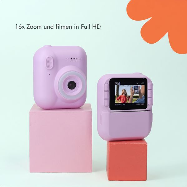 imoshion Kids Camera mit Fotodrucker - Kinderkamera - Fotos/Videos/Spiele - Lila