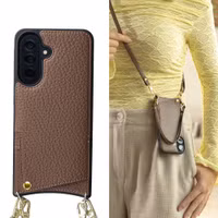 Selencia Nova HandyHülle mit Kordel und Kartenhalter Samsung Galaxy A37 (5G) - Mocha Brown