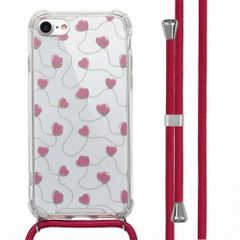 imoshion Design Hülle mit Band Apple iPhone SE (2022 / 2020) / 8 / 7 - Dusty Rose Connected Hearts