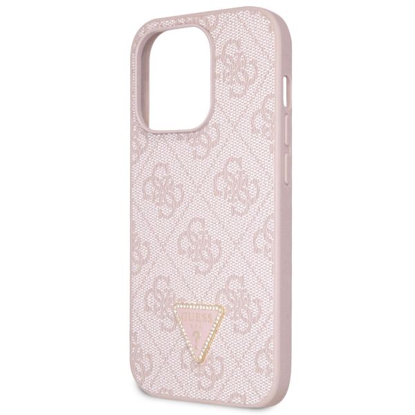 Guess 4G Logo Triangle Strass Back Cover für das iPhone 15 Pro - Rosa