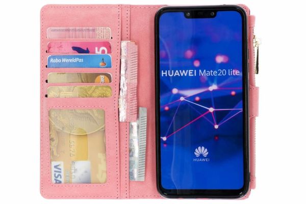 Luxuriöse Portemonnaie-Klapphülle Rosa für Huawei Mate 20 Lite