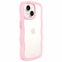 Holdit Wavy Case für das iPhone 14/15 Plus - Pink / Transparent