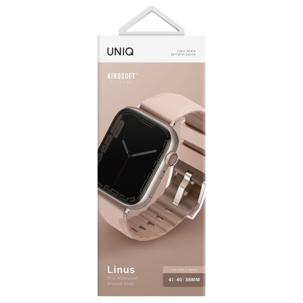 Uniq Linus AiroSoft™ Silikonarmband für das  Apple Watch Series 1 t/m 9 / SE (38/40/41 mm) | Series 10 / 11 (42 mm) - Rose Pink