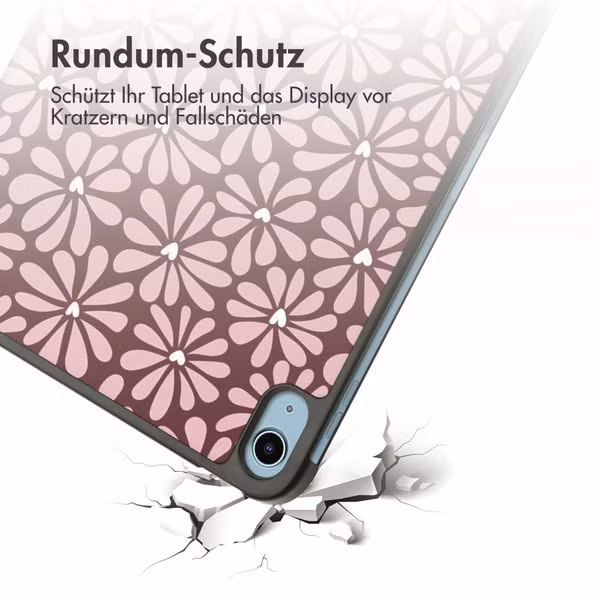 imoshion Design Trifold Klaphülle Apple iPad 11 (2025) 11 Zoll A16 / iPad 10 (2022) 10.9 Zoll - Bloom Love Blush