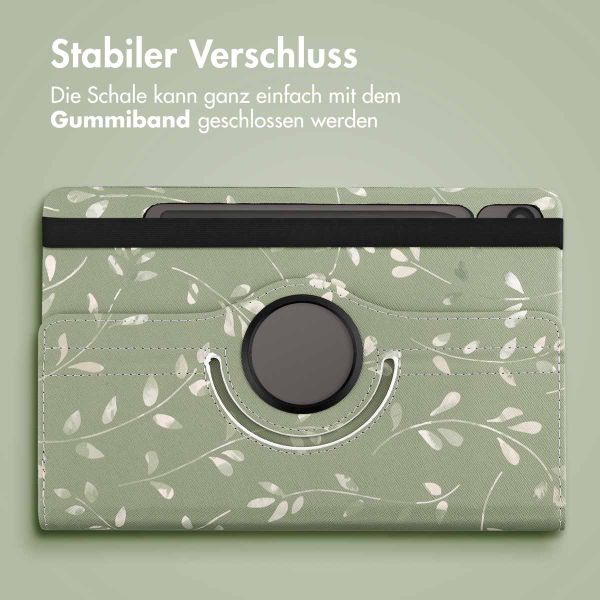 imoshion 360° drehbare Design Klapphülle Samsung Galaxy Tab S10 Lite / S10 FE / S9 FE - Green Flowers